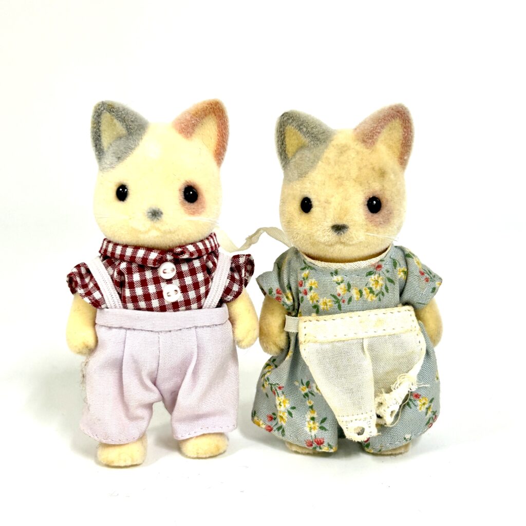 [used] Vintage Whiskers Spotted Cat Father and Mother Sylvanian Families Calico Critters