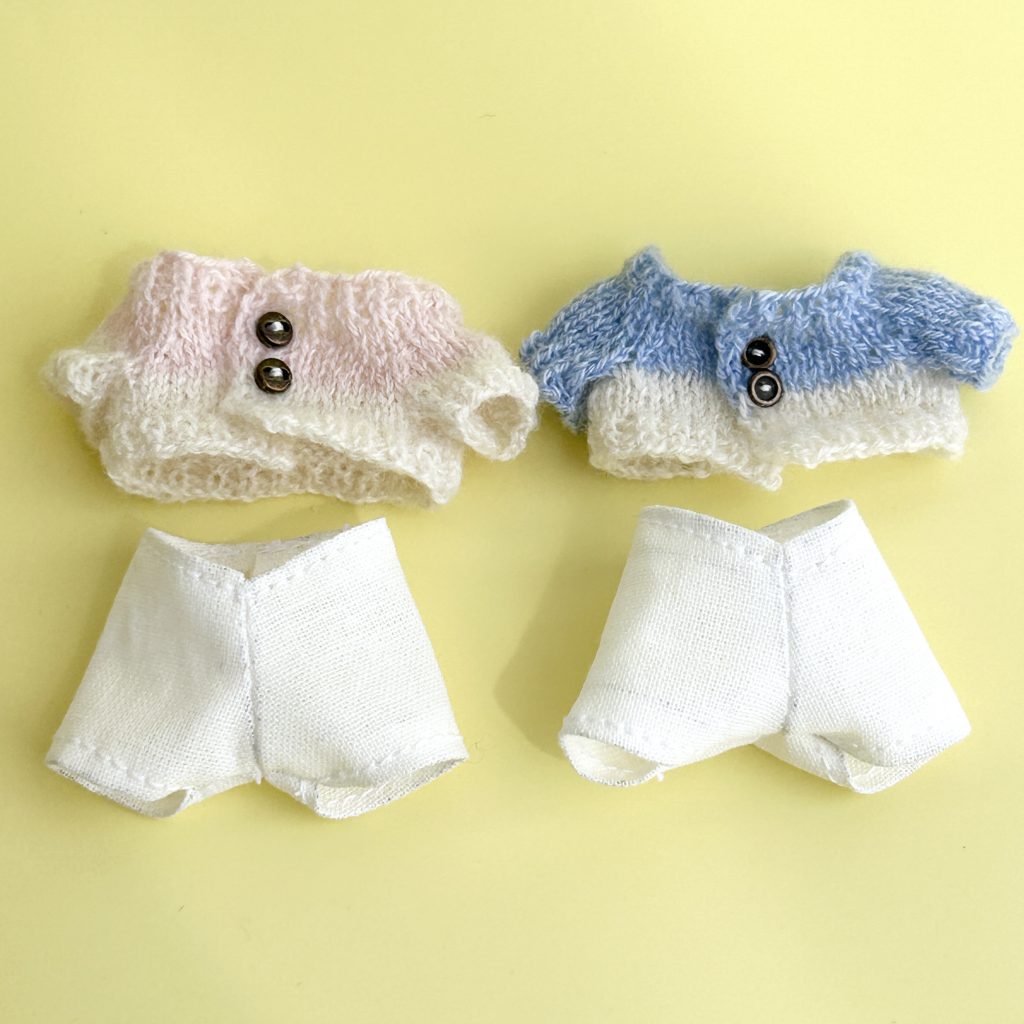 Hand-tricoté Cardigan Rose Bleu Clair Fait Main