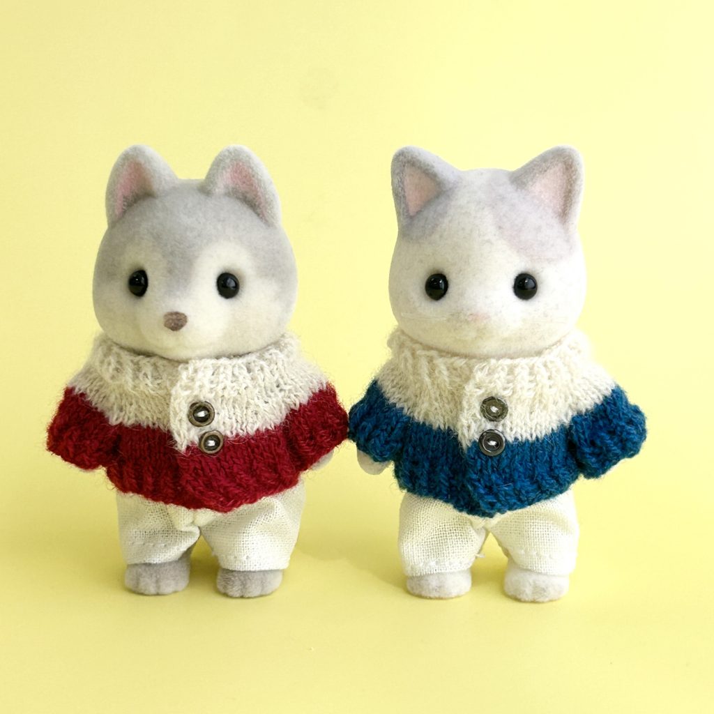 Hand-knitted Cardigan Red Blue Handmade