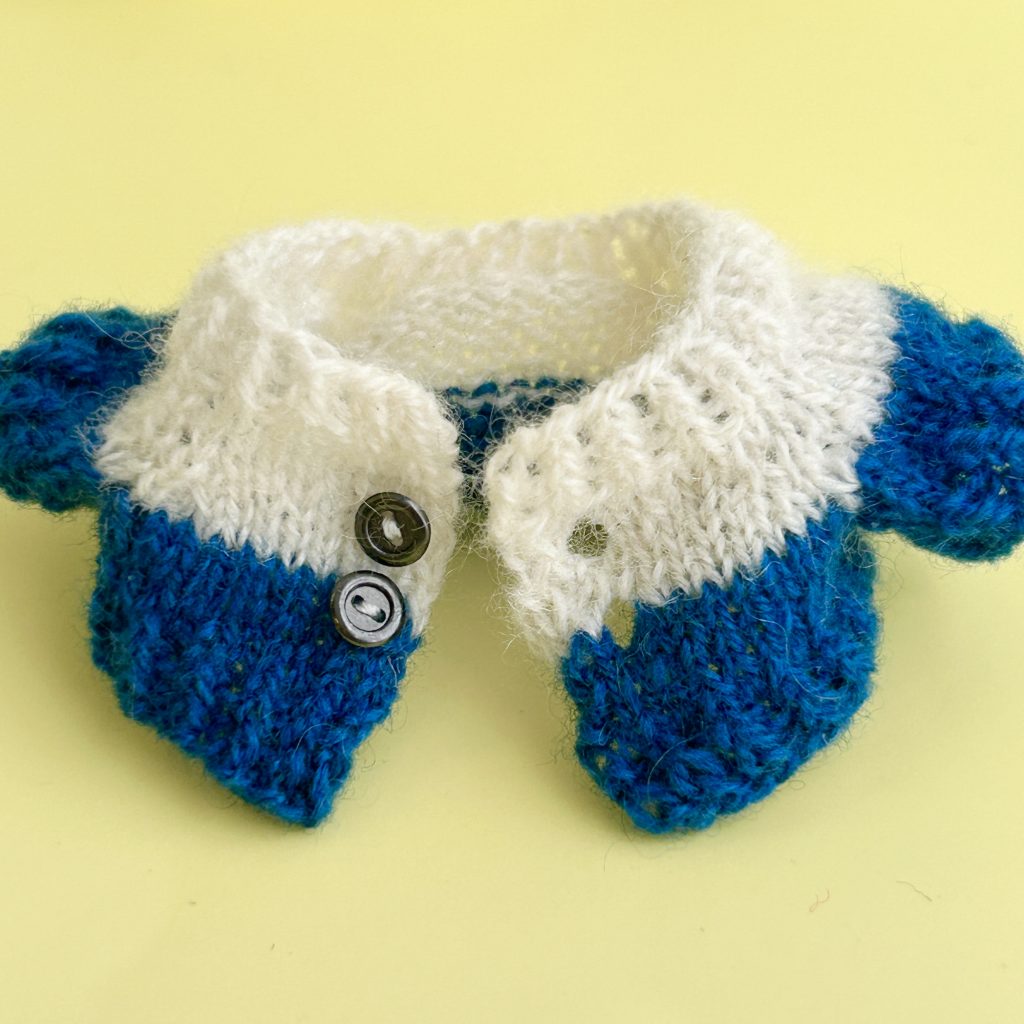 Hand-knitted Cardigan Red Blue Handmade