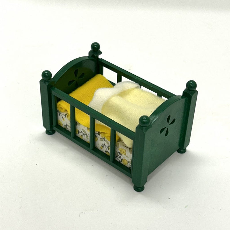 [Used] GREEN BABY BED KA-26 Vintage  Sylvanian Families