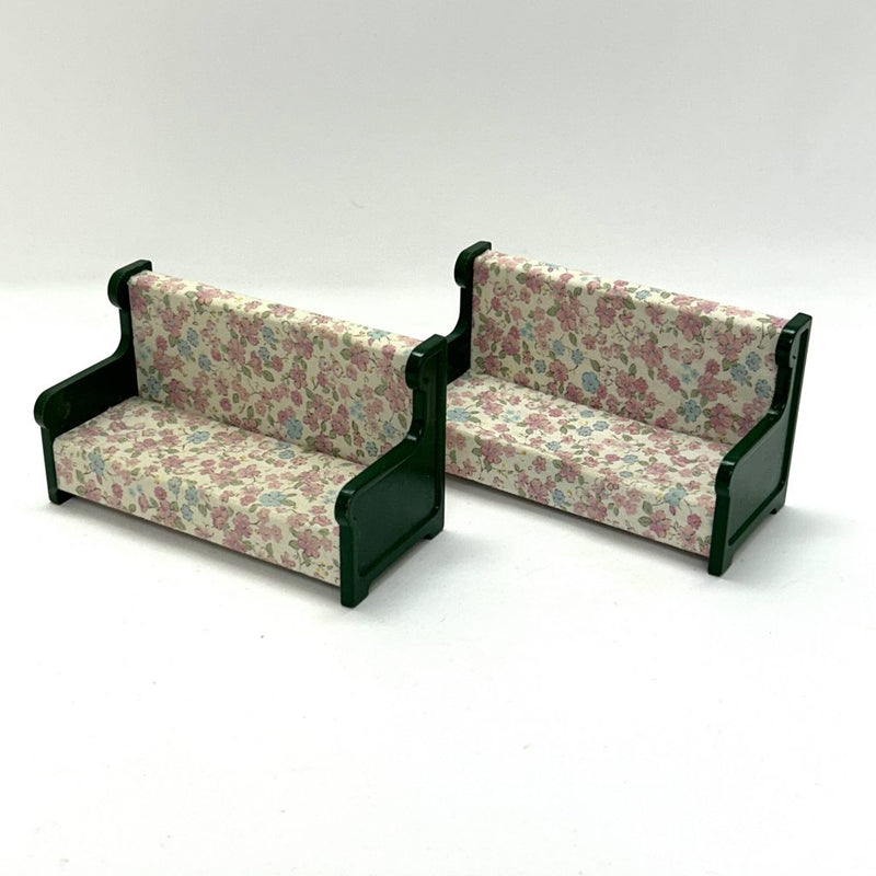 [Used] TWO GREEN SOFA SET KA-18 Japan Sylvanian Families