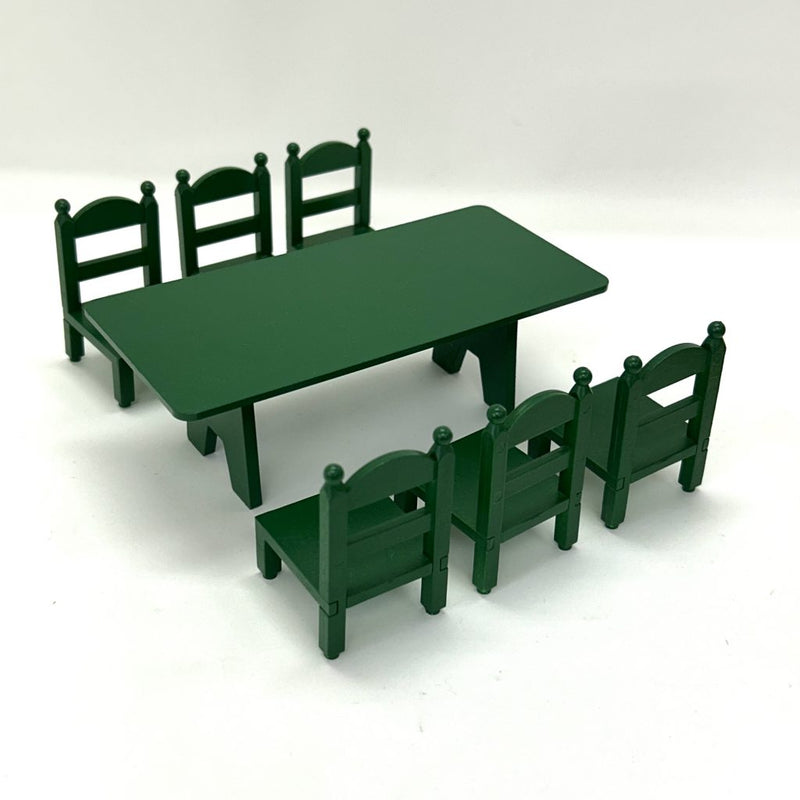 [Used] GREEN FAMILY TABLE & CHAIRS KA-27 Vintage Sylvanian Families