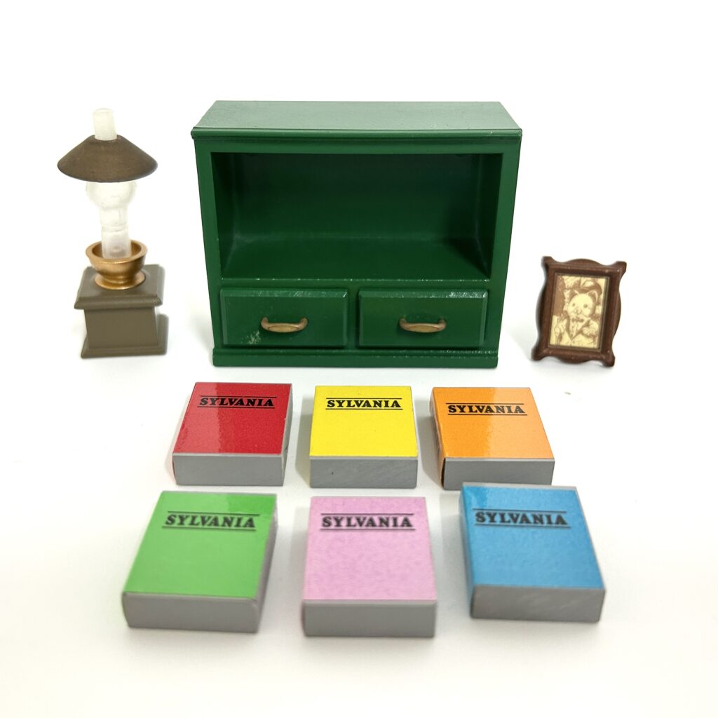 [used] Vintage Green Bookshelf Set 1985 KA-05 Sylvanian Families Calico Critters