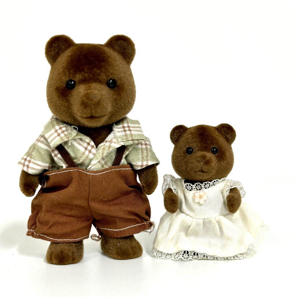 [used] Vintage Brown Bear Father and Girl Sylvanian Families Calico Critters