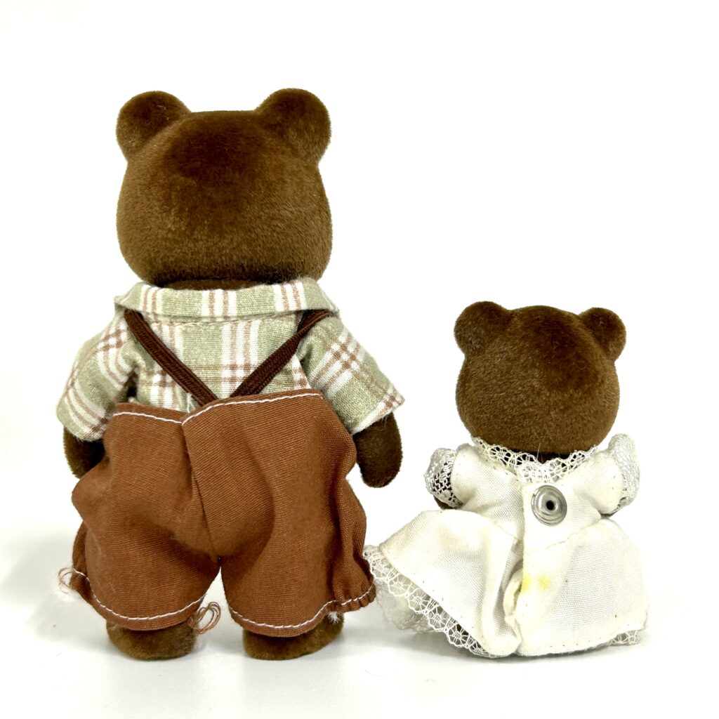 [used] Vintage Brown Bear Father and Girl Sylvanian Families Calico Critters