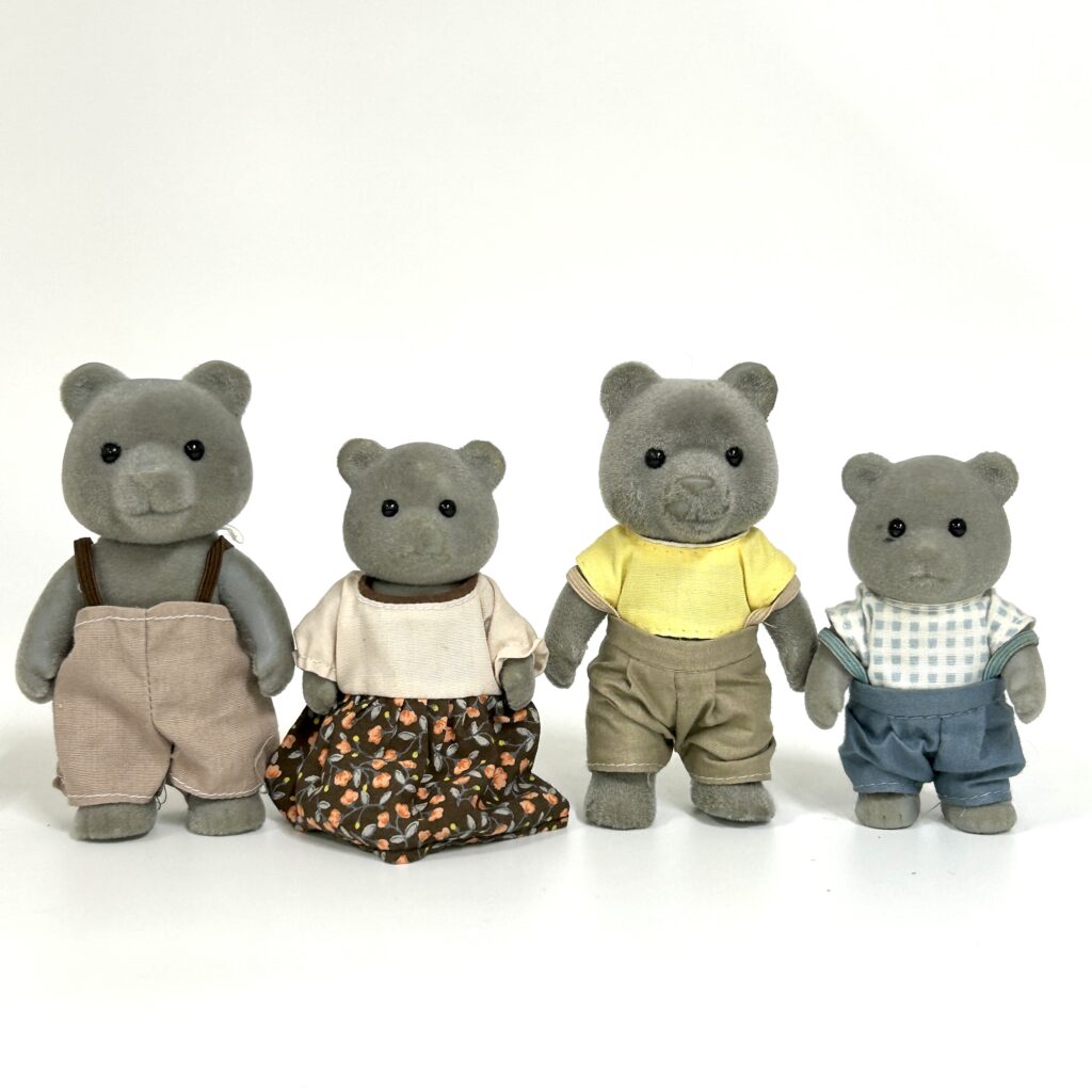 [used] Vintage Gray Bear Family Sylvanian Families Calico Critters