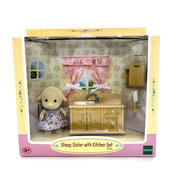 [Used] SHEEP SISTER WITH KITCHEN SET Epoch Sylvanian Families