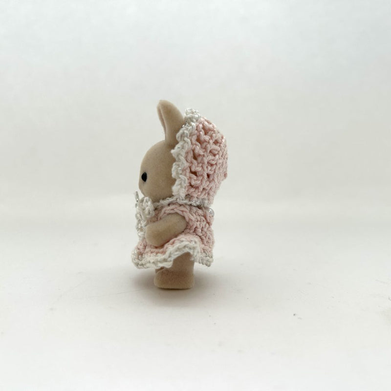 MILK RABBIT BABY IN HANDMADE PINK KNITWEAR Japan Epoch Sylvanian Families