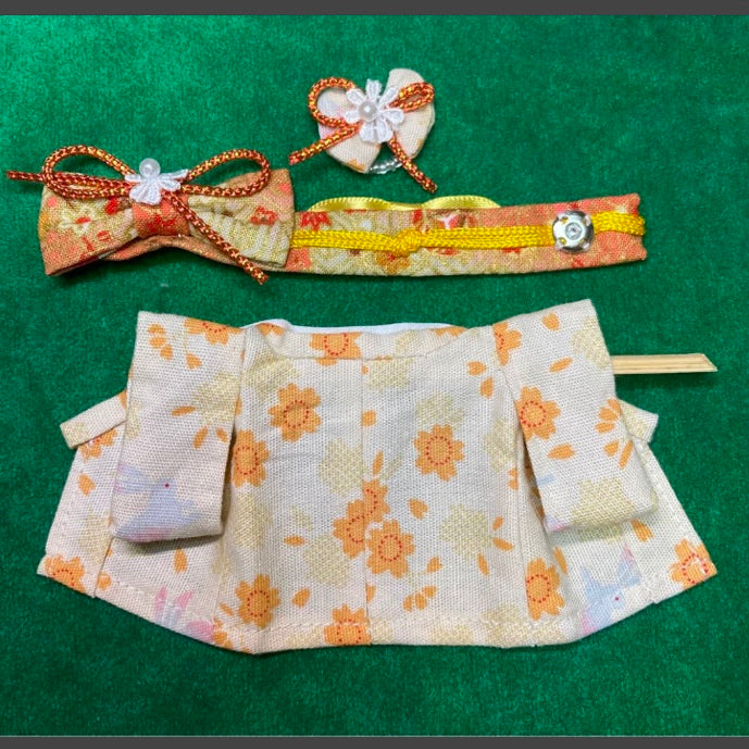 HANDMADE ORANGE SAKURA RABBIT KIMONO Japan Does not apply