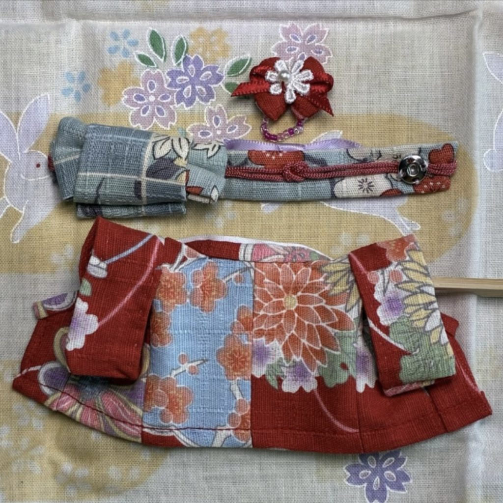 Red Floral Kimono for Mother Handmade