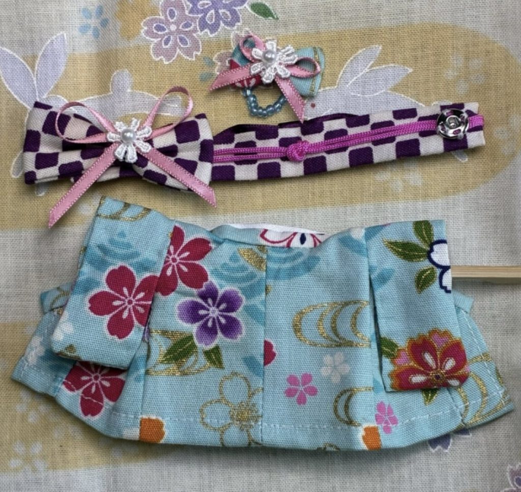 Light Blue Floral Kimono for Mother Handmade