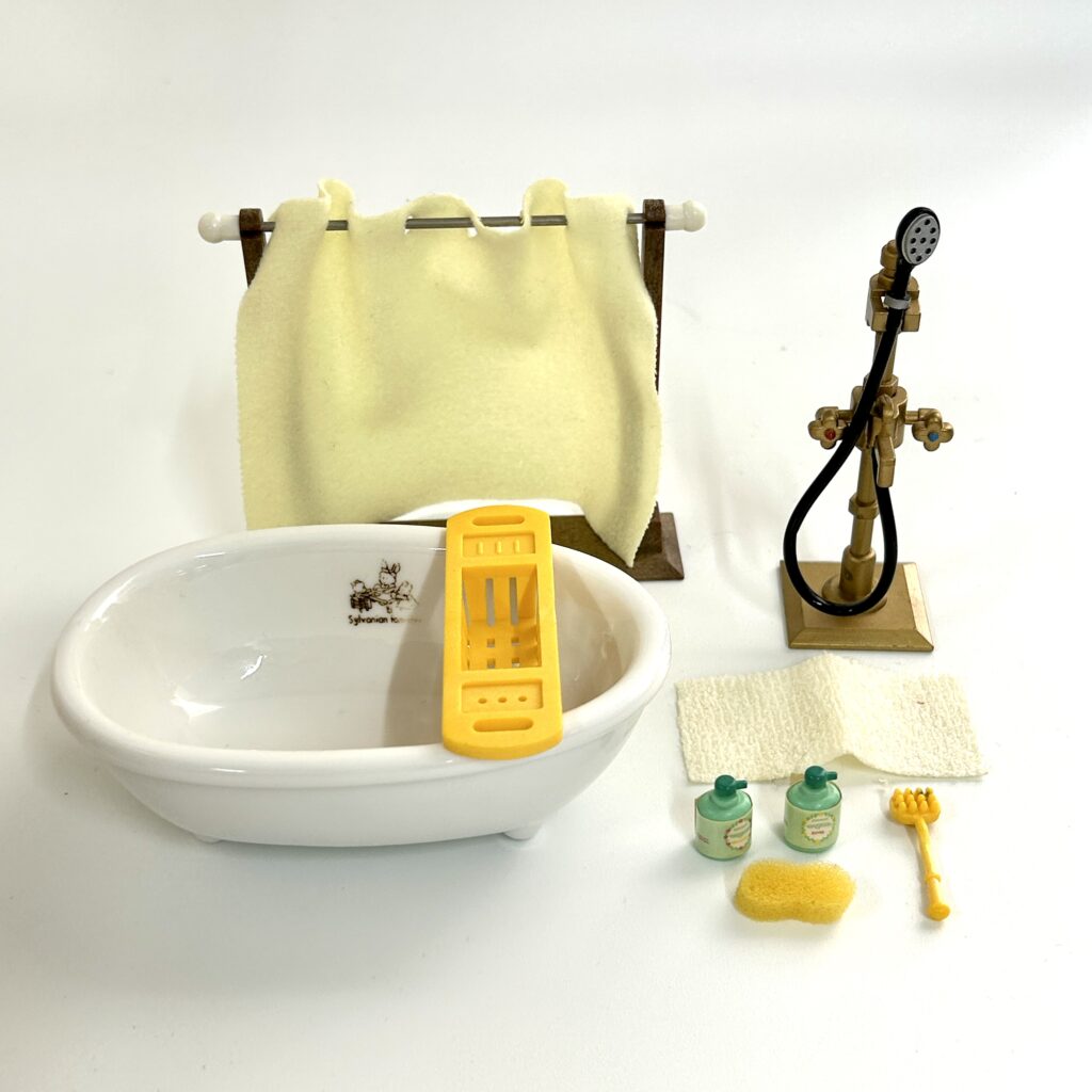 [used] Vintage Bath and Shower Set 1994 KA-66 Sylvanian Families Calico Critters
