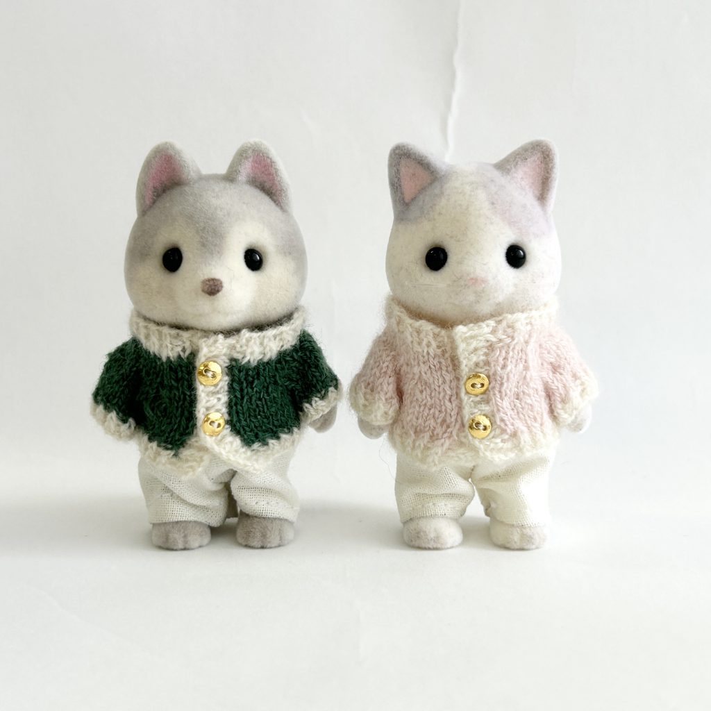 Cardigans in Pink and Green Handmade