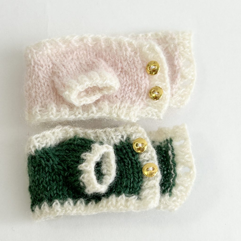 Cardigans in Pink and Green Handmade