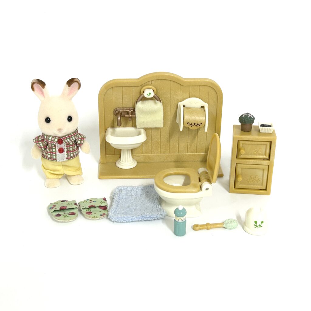 [used] Chocolate Rabbit Boy And Toilet Set DF-09 Sylvanian Families Calico Critters