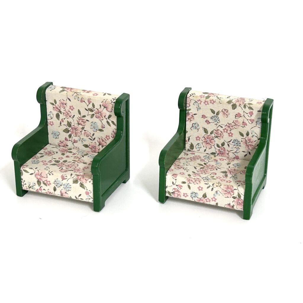 [used] Vintage Green Armchair Set 1985 KA-09 Sylvanian Families Calico Critters