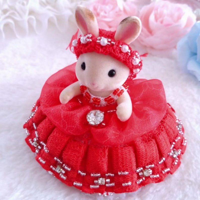 HANDMADE RED DRESS KNIT HAT SET Japan Does not apply