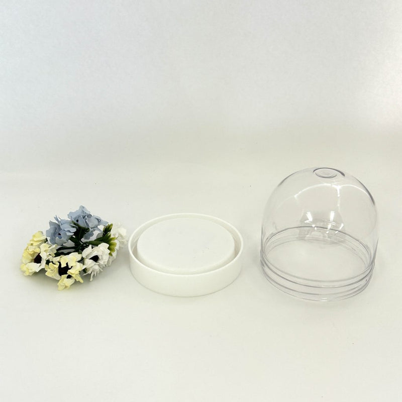 DOME-SHAPED CASE ARTIFICIAL FLOWERS SET DAISO