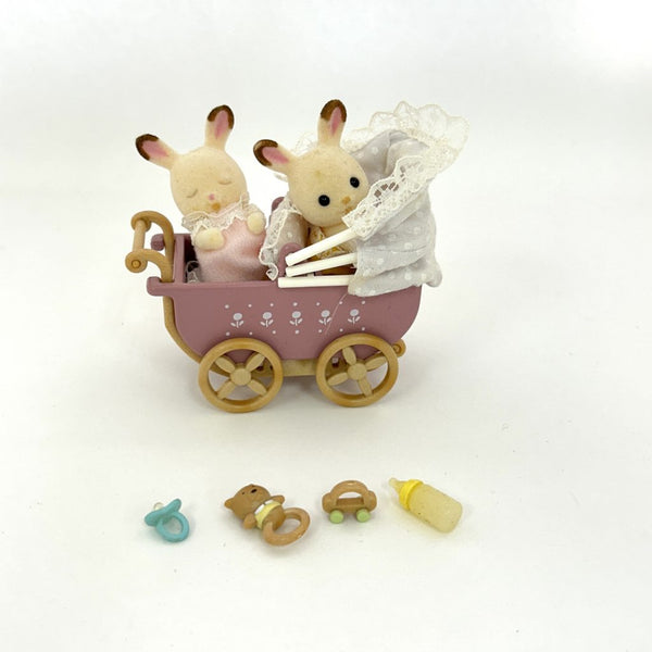 [Used] CHOCOLATE RABBIT TWINS CARRIAGE SET Epoch Sylvanian Families