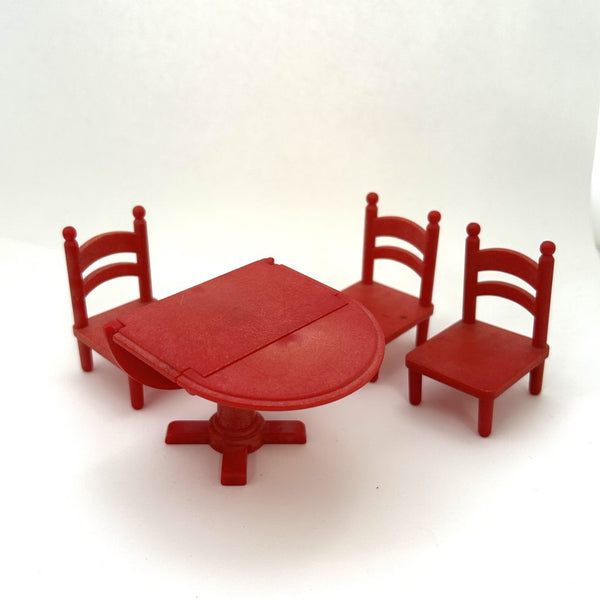 [Used] RED FOLDING TABLE CHAIR SET Epoch Japan Calico Sylvanian Families