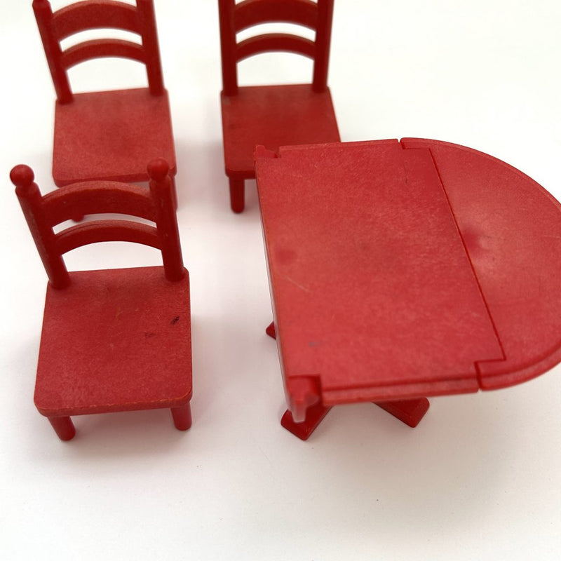 [Used] RED FOLDING TABLE CHAIR SET Epoch Japan Calico Sylvanian Families