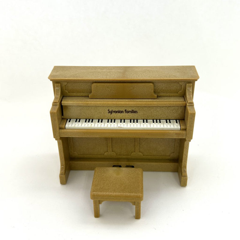 [Used] VINTAGE BROWN UPRIGHT PIANO SET Epoch Japan Calico Sylvanian Families