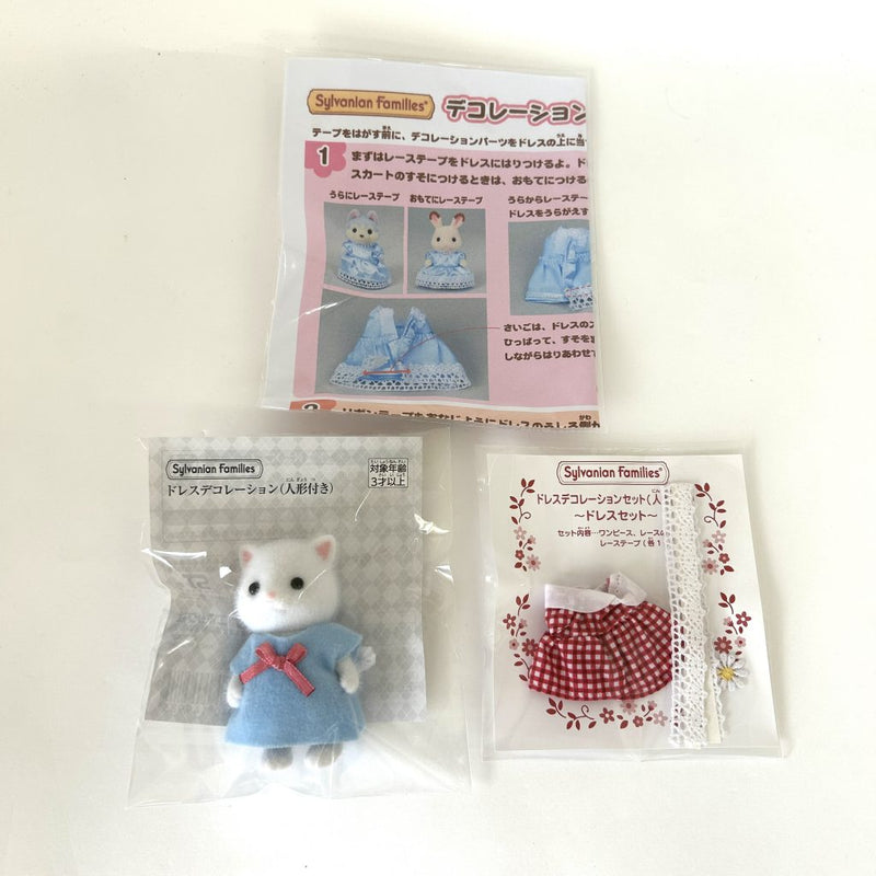 DRESS DECORATION PERSIAN CAT & RED DRESS Calico Clitters Sylvanian Families