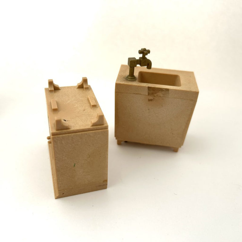 [Used] KITCHEN SHELF SINK STOVE SET Epoch Japan Sylvanian Families