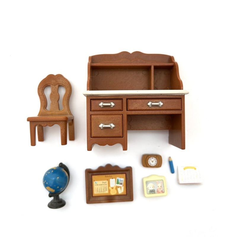 [Used] DESK CHAIR AND SMALL ITEM SET Calico Criters Epoch Japan Sylvanian Families