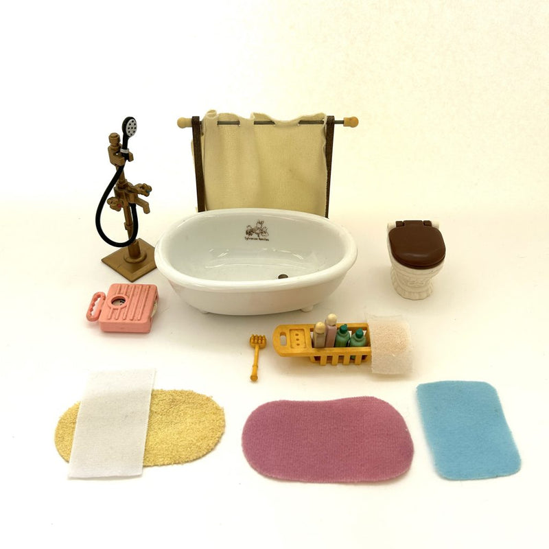 [Used] BATHROOM SET Calico Criters Epoch Japan Sylvanian Families