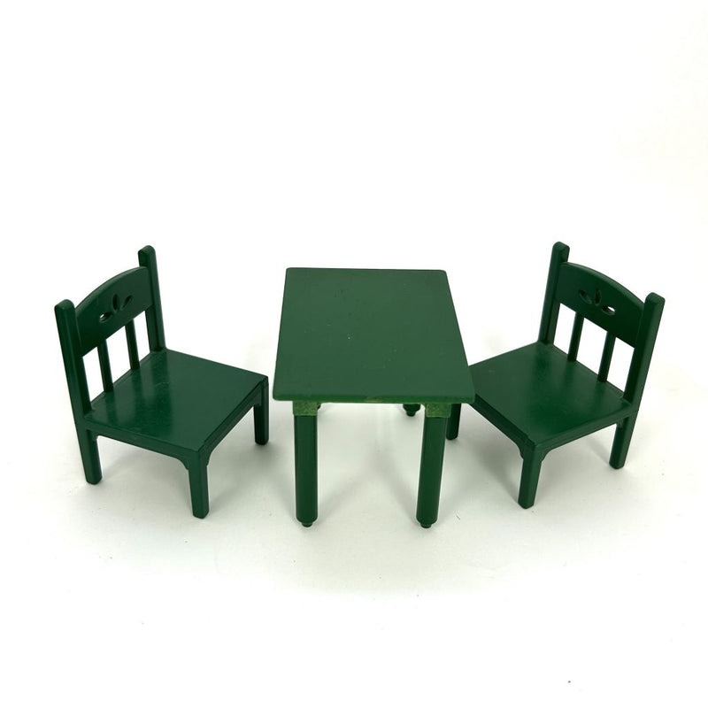 [Used] GREEN TABLE AND CHAIR SET Calico Criters Epoch Japan Sylvanian Families