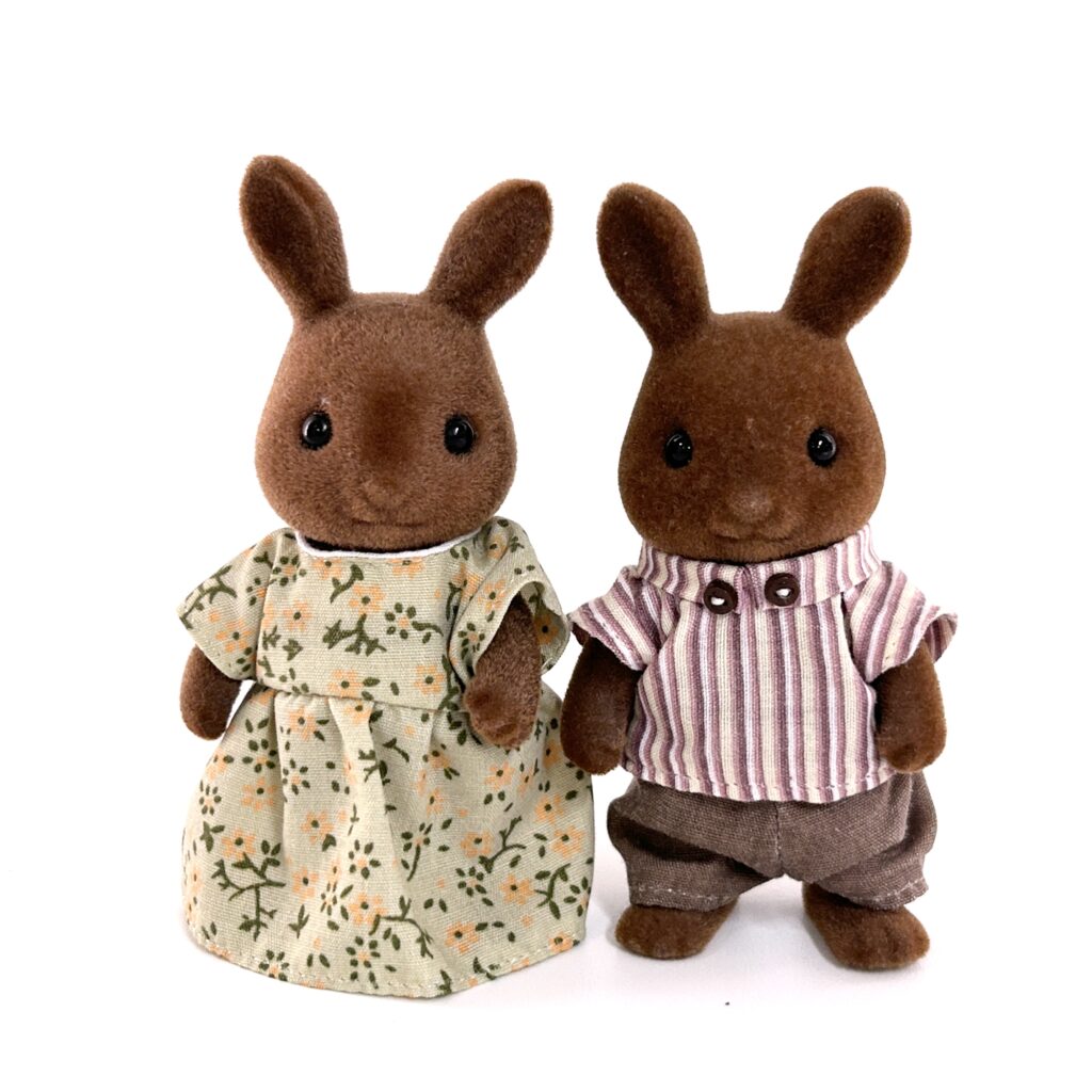 [used] Vintage Brown Rabbit Mother Father Sylvanian Families Calico Critters