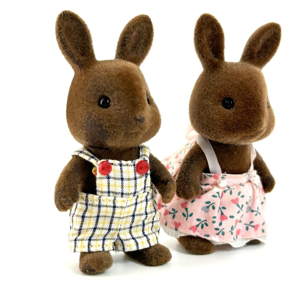[used] Vintage Brown Rabbit Boy Girl Sylvanian Families Calico Critters