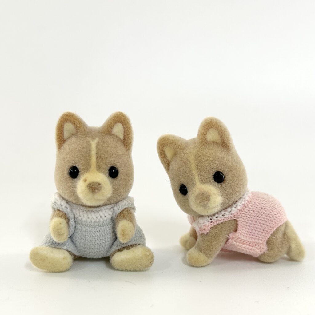 [used] Twin Baby Dogs Ochre Type Sylvanian Families Calico Critters
