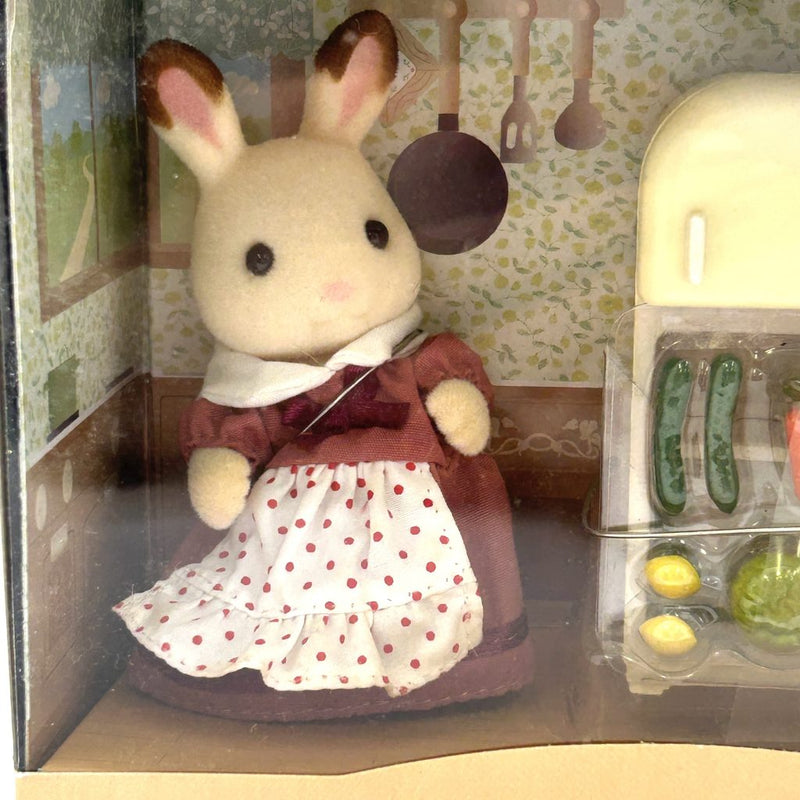 [Used] CHOCOLATE RABBIT MOTHER AND FRIDGE SET Epoch Sylvanian Families