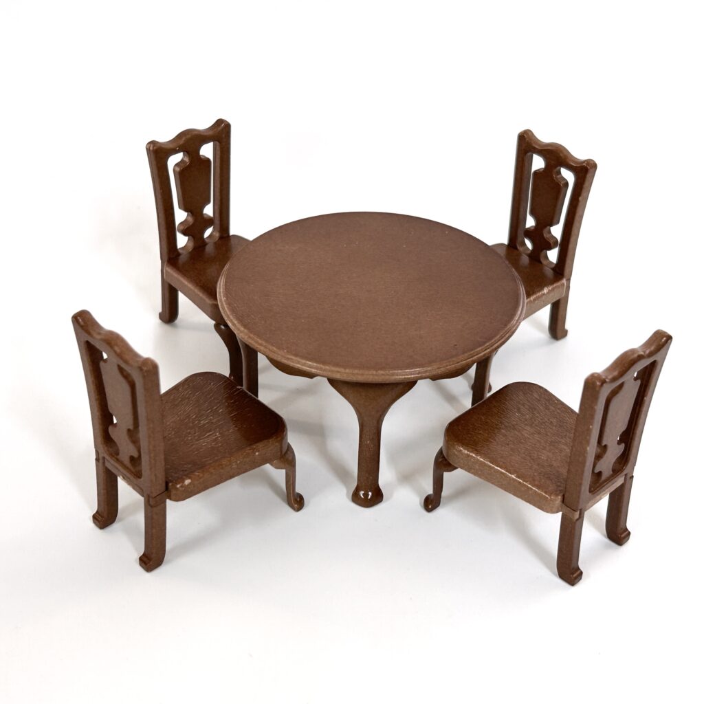 [used] Vintage Urban Life Brown Round Table Set 1987 A-01 Sylvanian Families Calico Critters