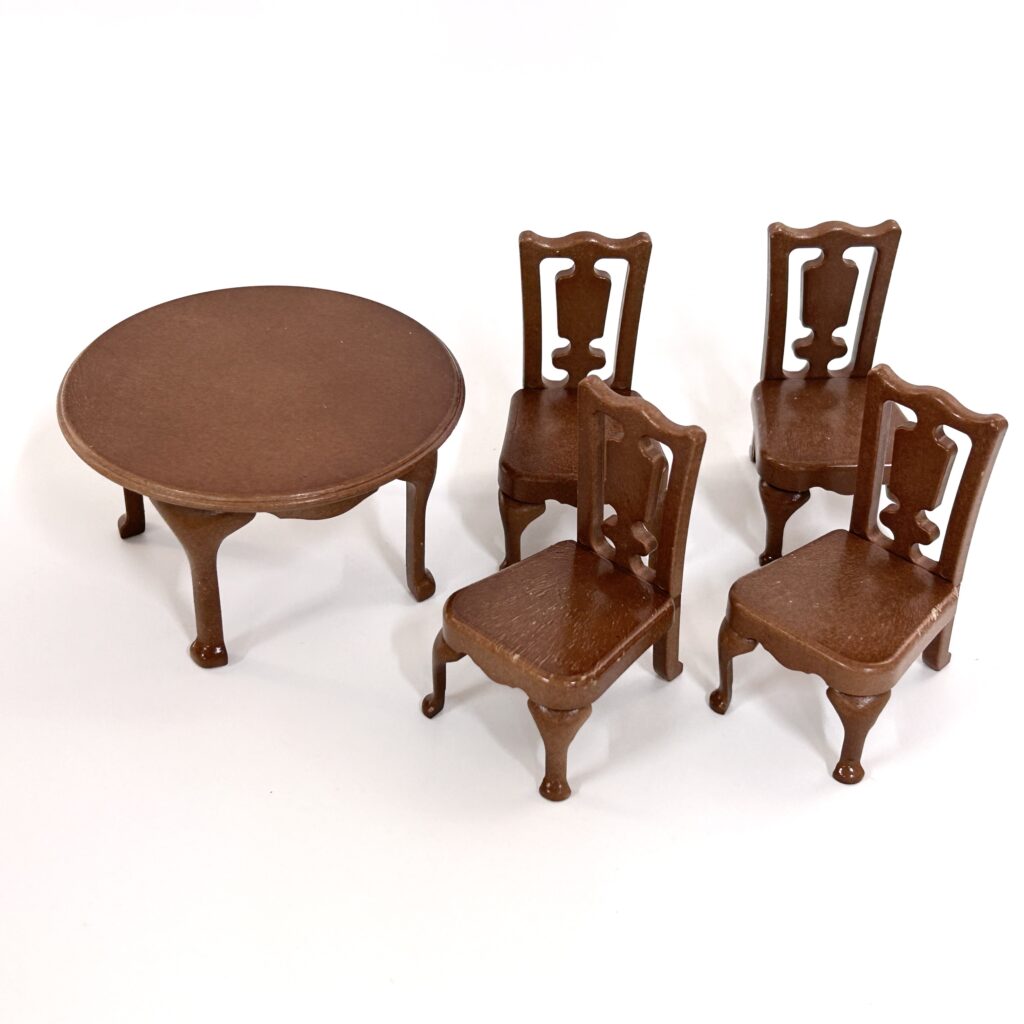 [used] Vintage Urban Life Brown Round Table Set 1987 A-01 Sylvanian Families Calico Critters