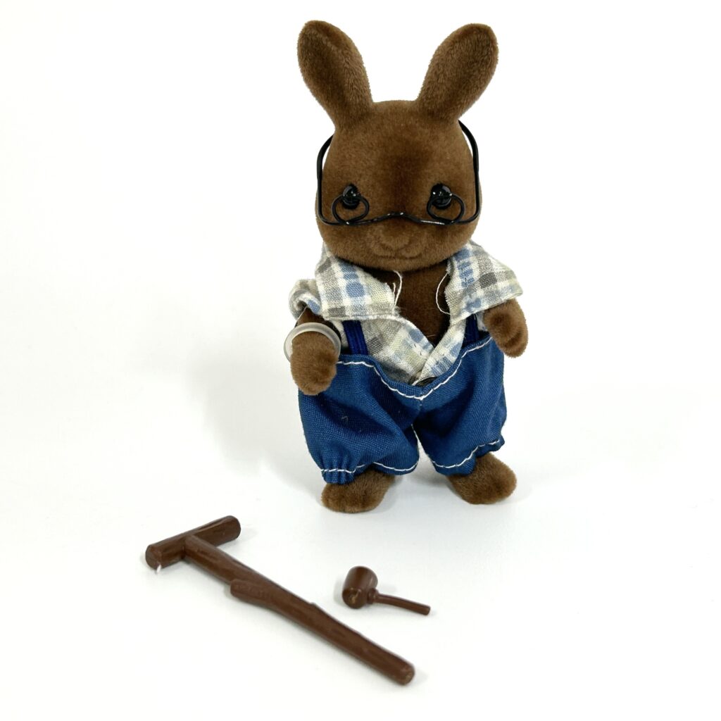 [used] Vintage Brown Rabbit Grandfather 1986 U-06-950 Sylvanian Families Calico Critters