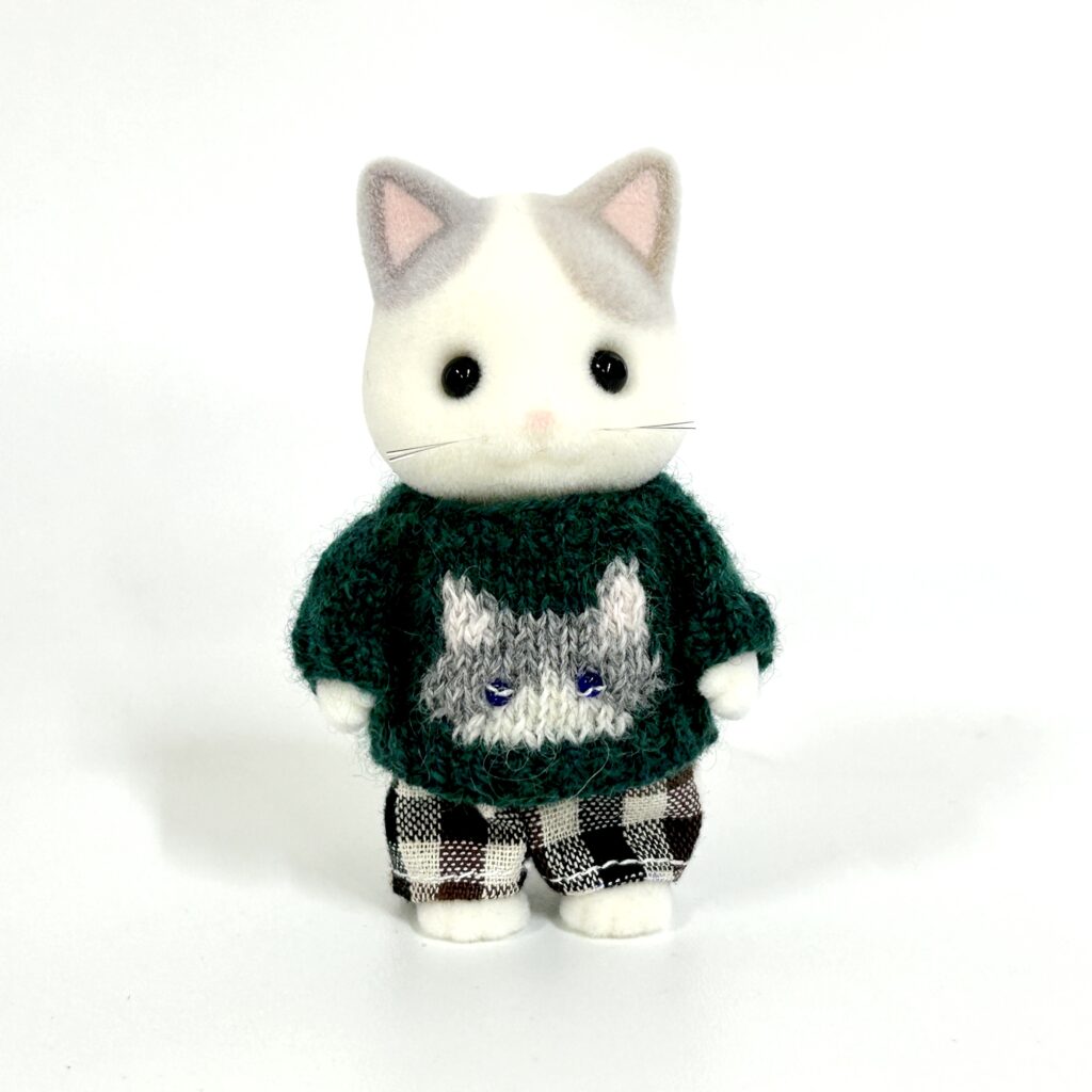 Cat Day Sweater Set Grey Bicolor Cat Handmade