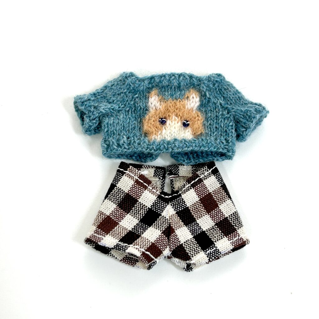 Cat Day Sweater Set Orange Bicolor Cat Blue Eyes Handmade