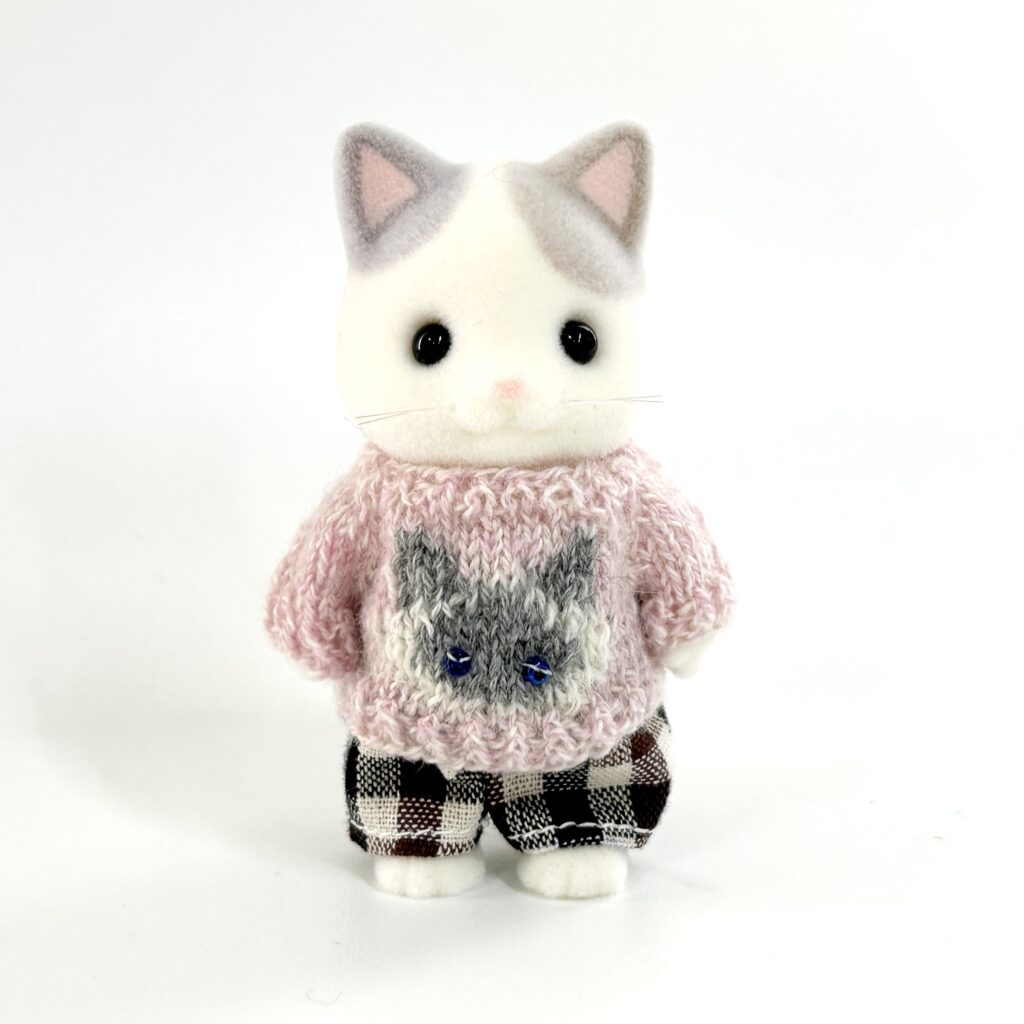 Cat Day Sweater Set Grey Siames Cat Handmade