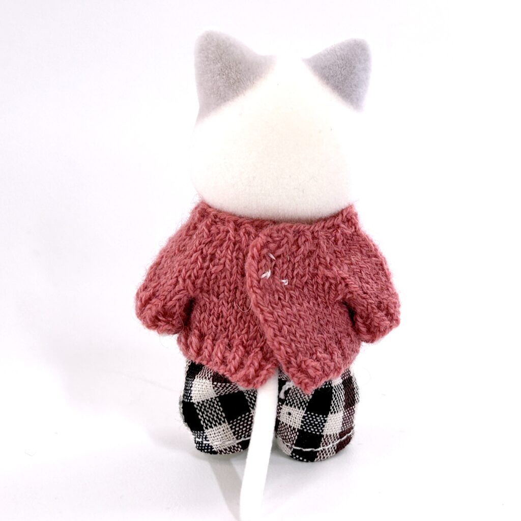 Cat Day Sweater Set White Cat Green Eyes Handmade