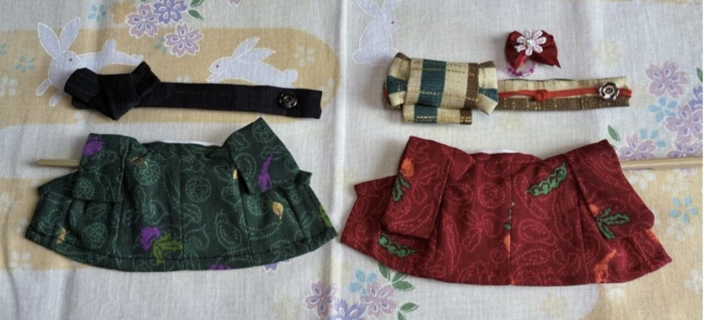 Handmade Red and Green Kimono Pair Set for Parents Handmade
