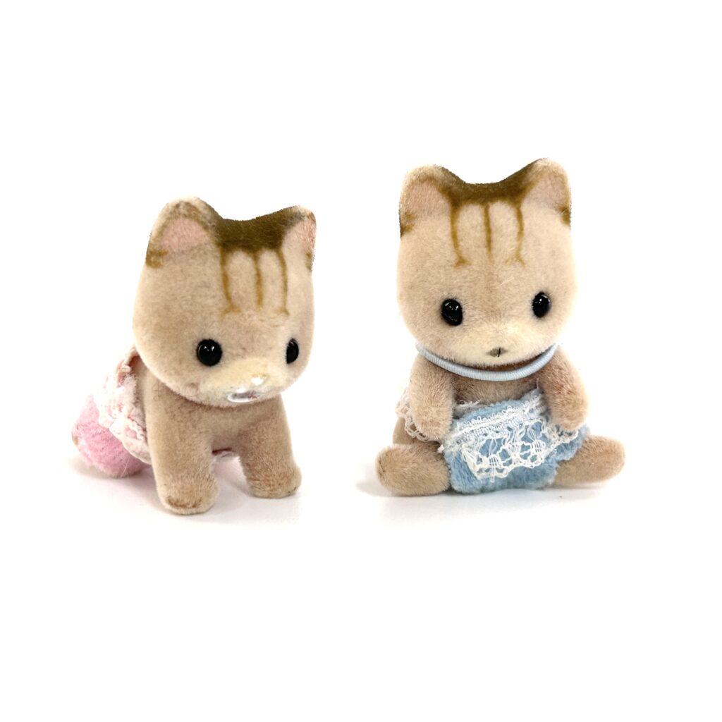 [used] Striped Cat Twins Sylvanian Families Calico Critters