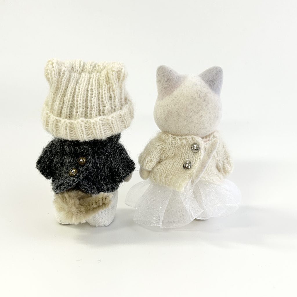 Handmade Aran Knit Set Gray White Handmade