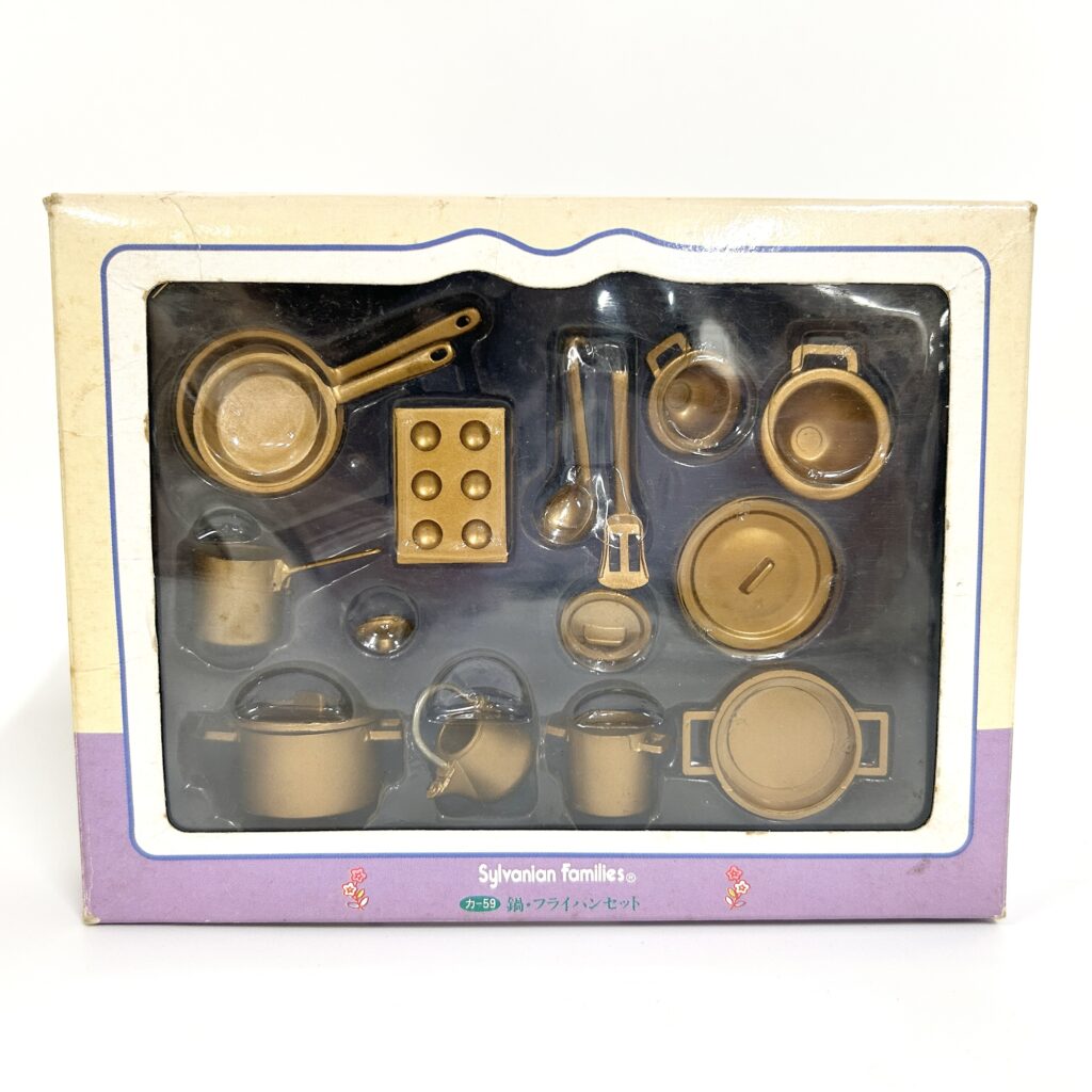 [used] Vintage Pot Frying Pan Set 1991 KA-59 Sylvanian Families Calico Critters