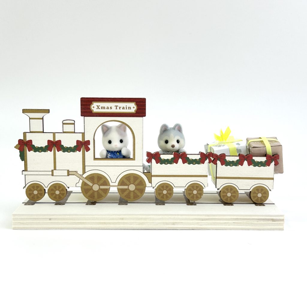 Wooden Stand Board Christmas Train Natural Kitchen
