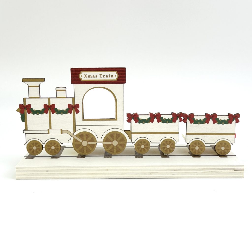 Support en bois pour train de Noël naturel Cuisine