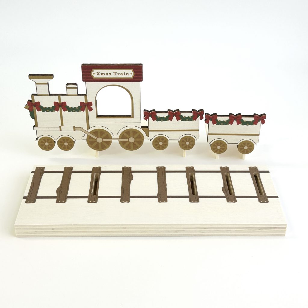 Wooden Stand Board Christmas Train Natural Kitchen